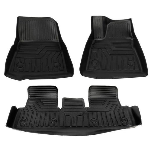 Floor Mats Liners TPE for Tesla Model 3 2017-2020 All-Weather Black F&R - Team Auto Mats