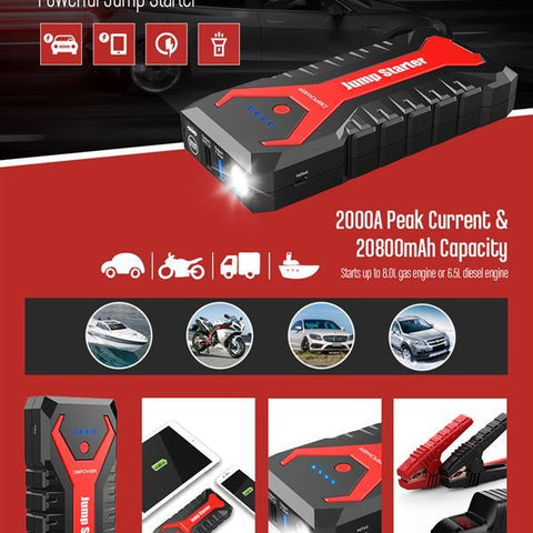 20800mAh Portable Car Jump Starter (up to 8.0L Gas/6.5L Diesel Engines) Auto Battery Booster Pack