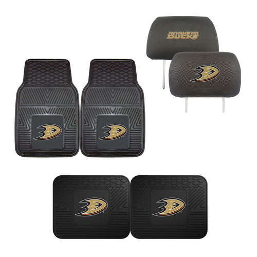 Anaheim Ducks 4pc Car Mats,Headrest Covers & Car Accessories - Team Auto Mats