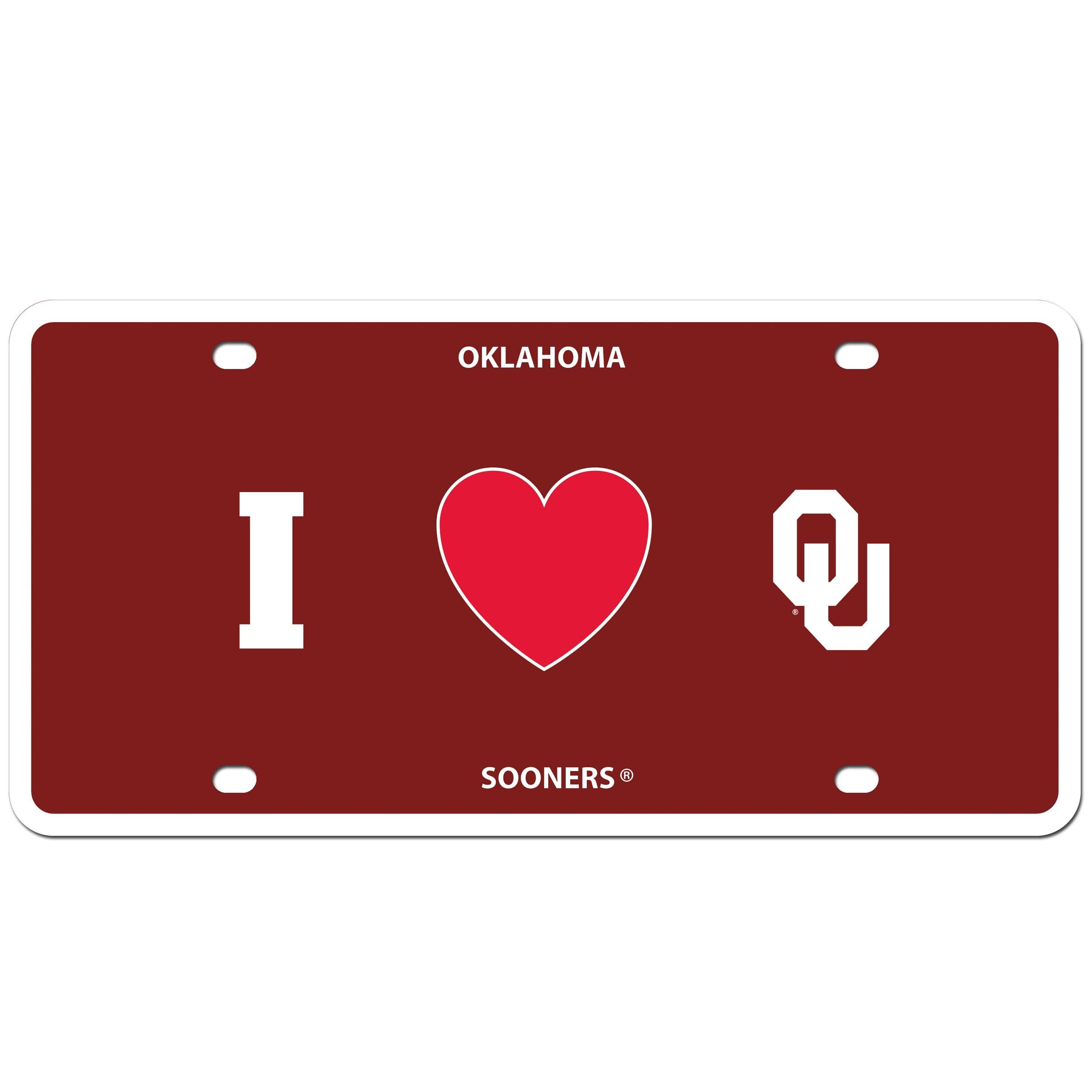 Oklahoma Sooners Styrene License Plate