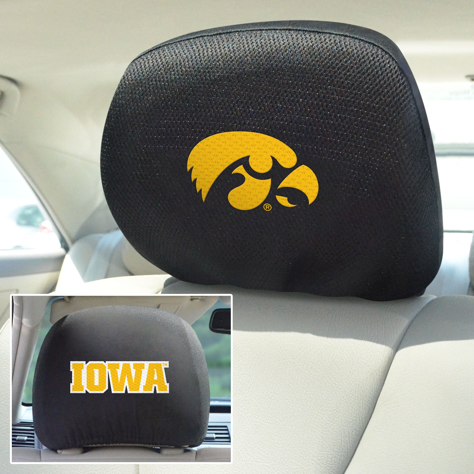 University of Iowa Set of 2 Headrest Covers