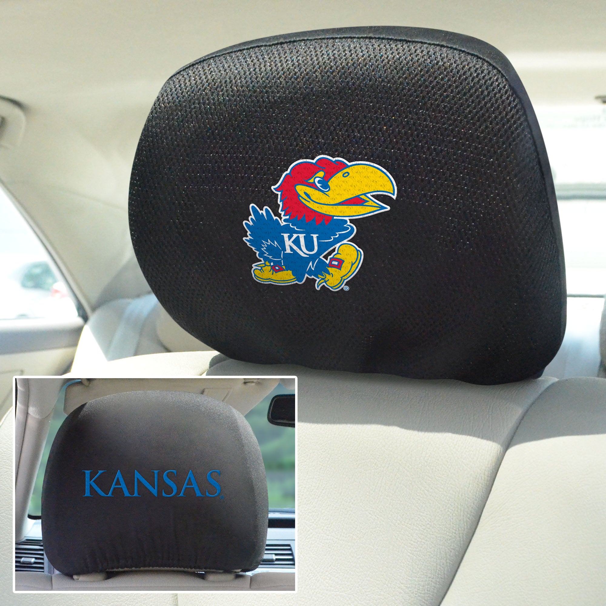 University of Kansas Set of 2 Headrest Covers