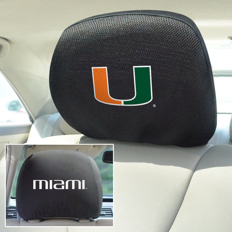University of Miami Set of 2 Headrest Covers