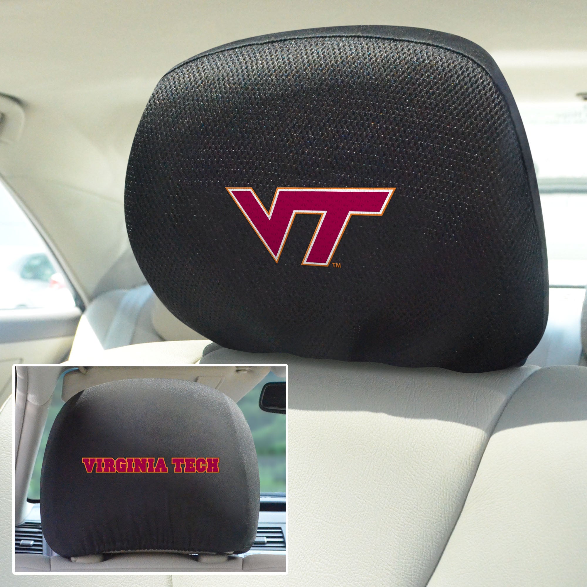 Virginia Tech Set of 2 Headrest Covers
