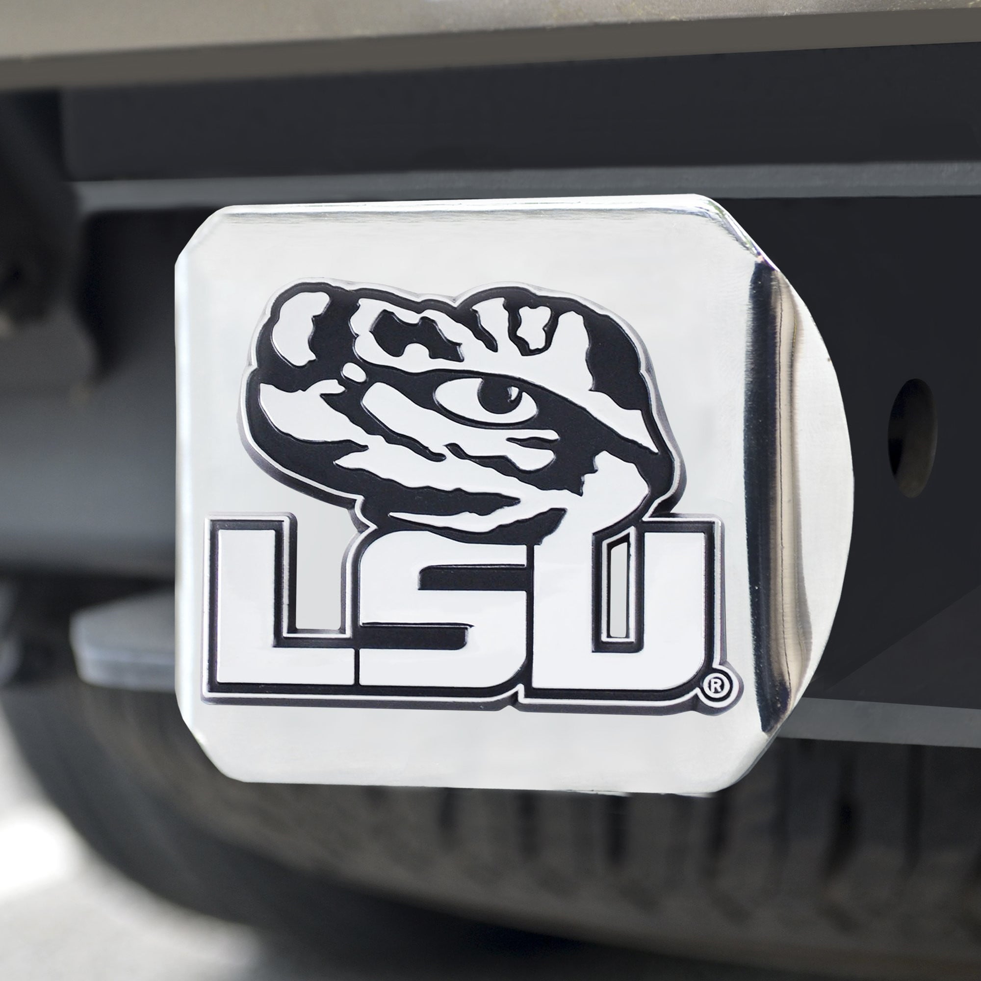 LSU Tigers Chrome Hitch Cover 3.4