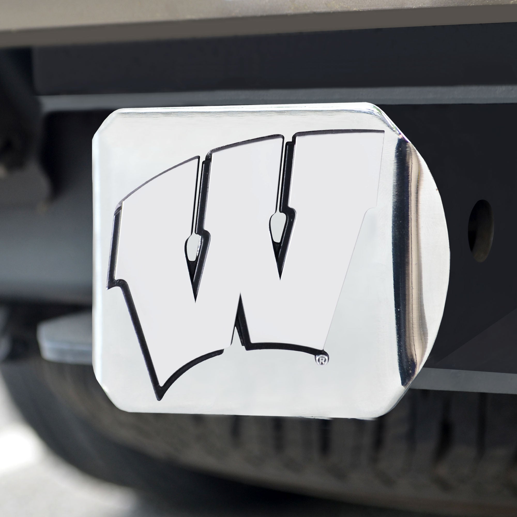 Wisconsin Badgers Chrome Hitch Cover 3.4