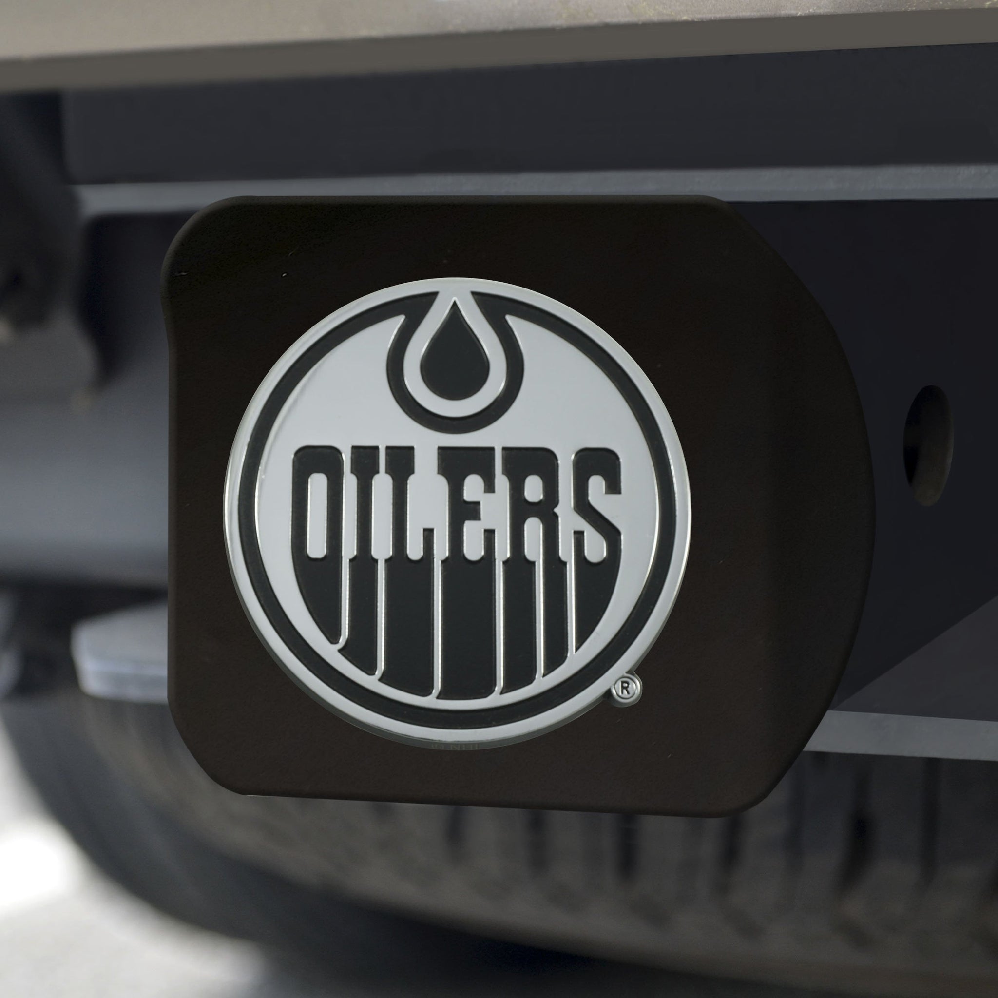 Edmonton Oilers Chrome Hitch Cover - Black 3.4