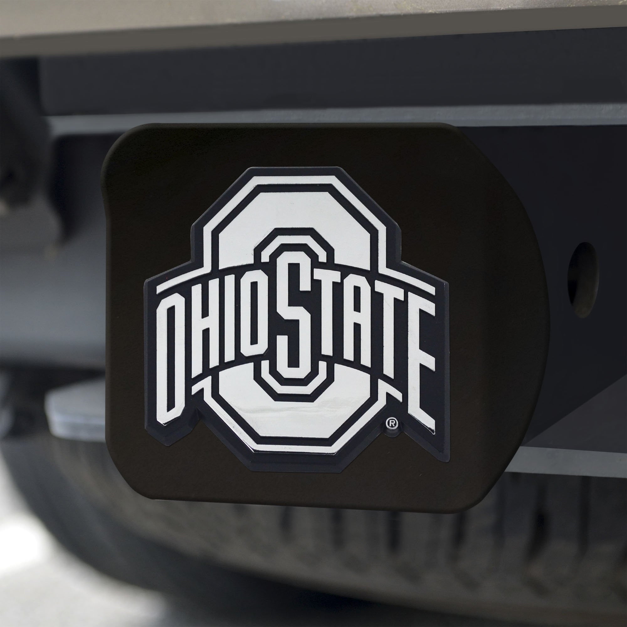 Ohio State Buckeyes Chrome Hitch Cover - Black 3.4