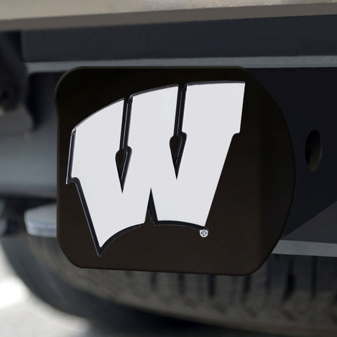 Wisconsin Badgers Chrome Hitch Cover - Black 3.4