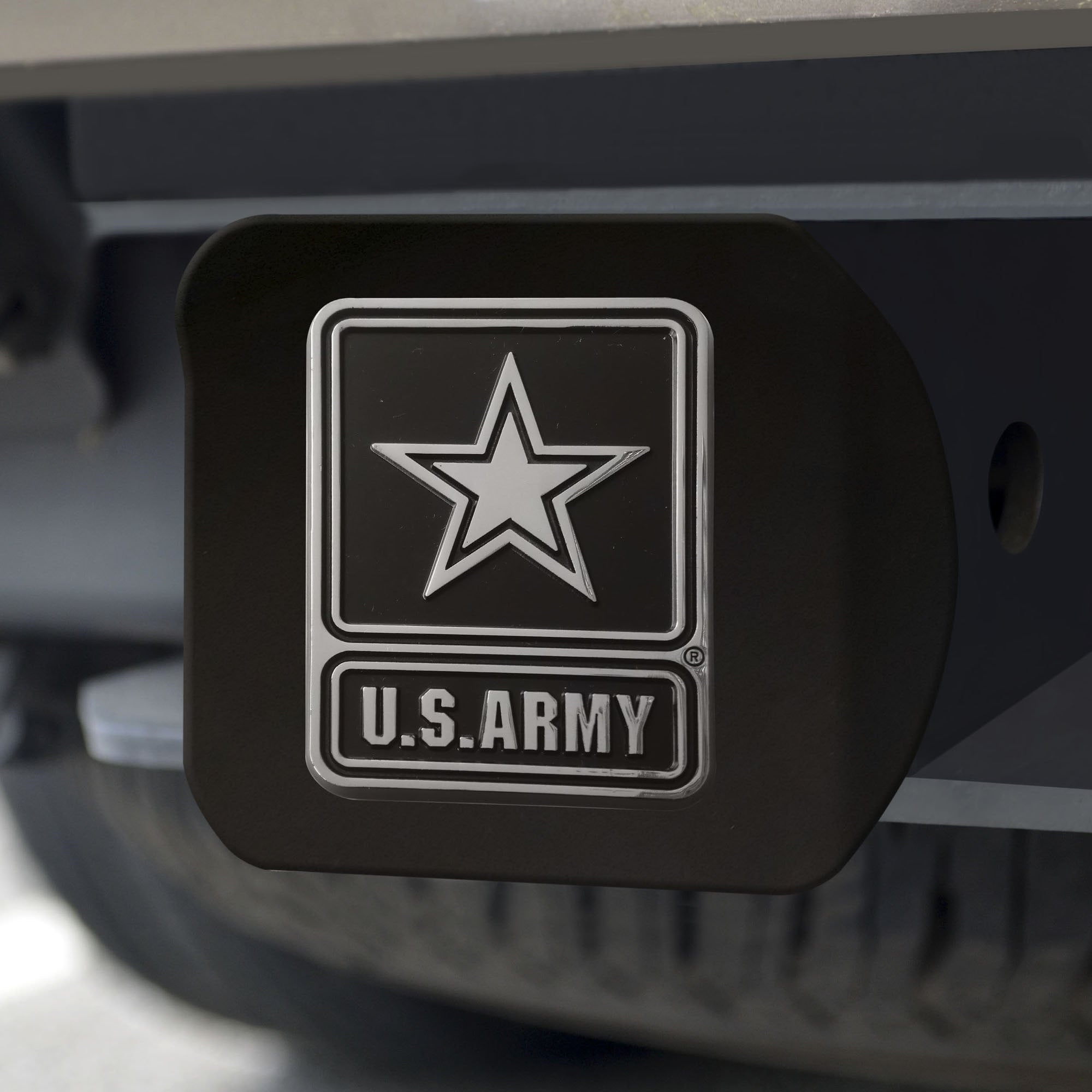 U.S. Army Chrome Hitch Cover - Black 3.4