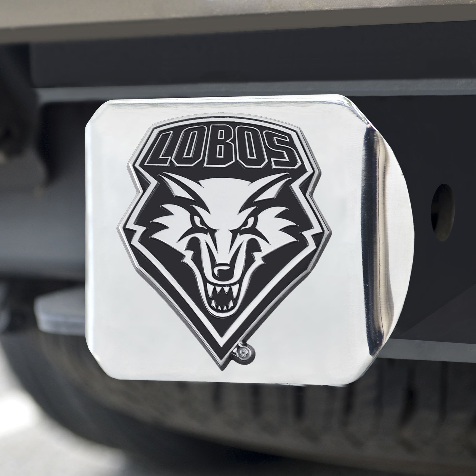 New Mexico Lobos Chrome Hitch Cover 3.4