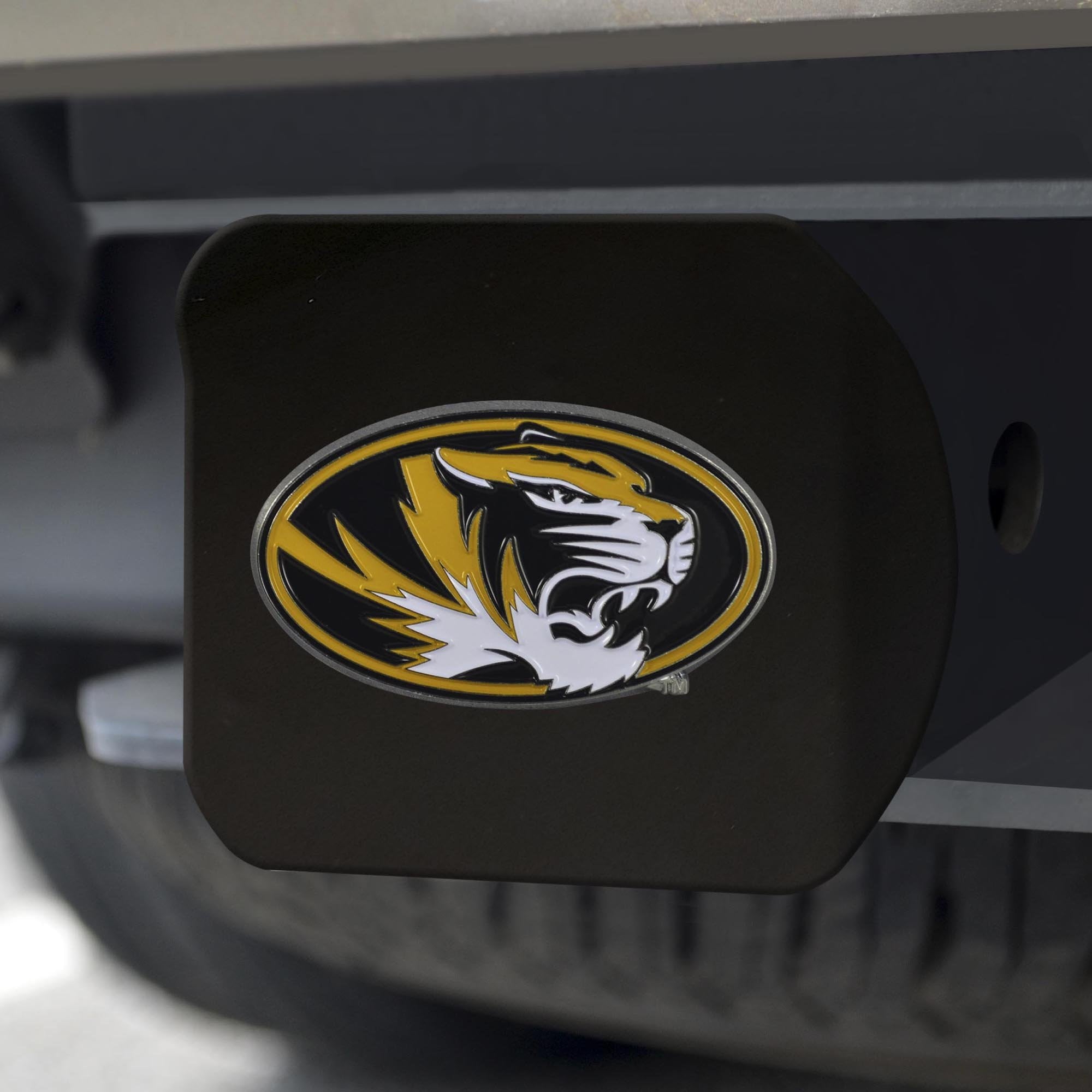 Missouri Tigers Color Hitch Cover - Black 3.4