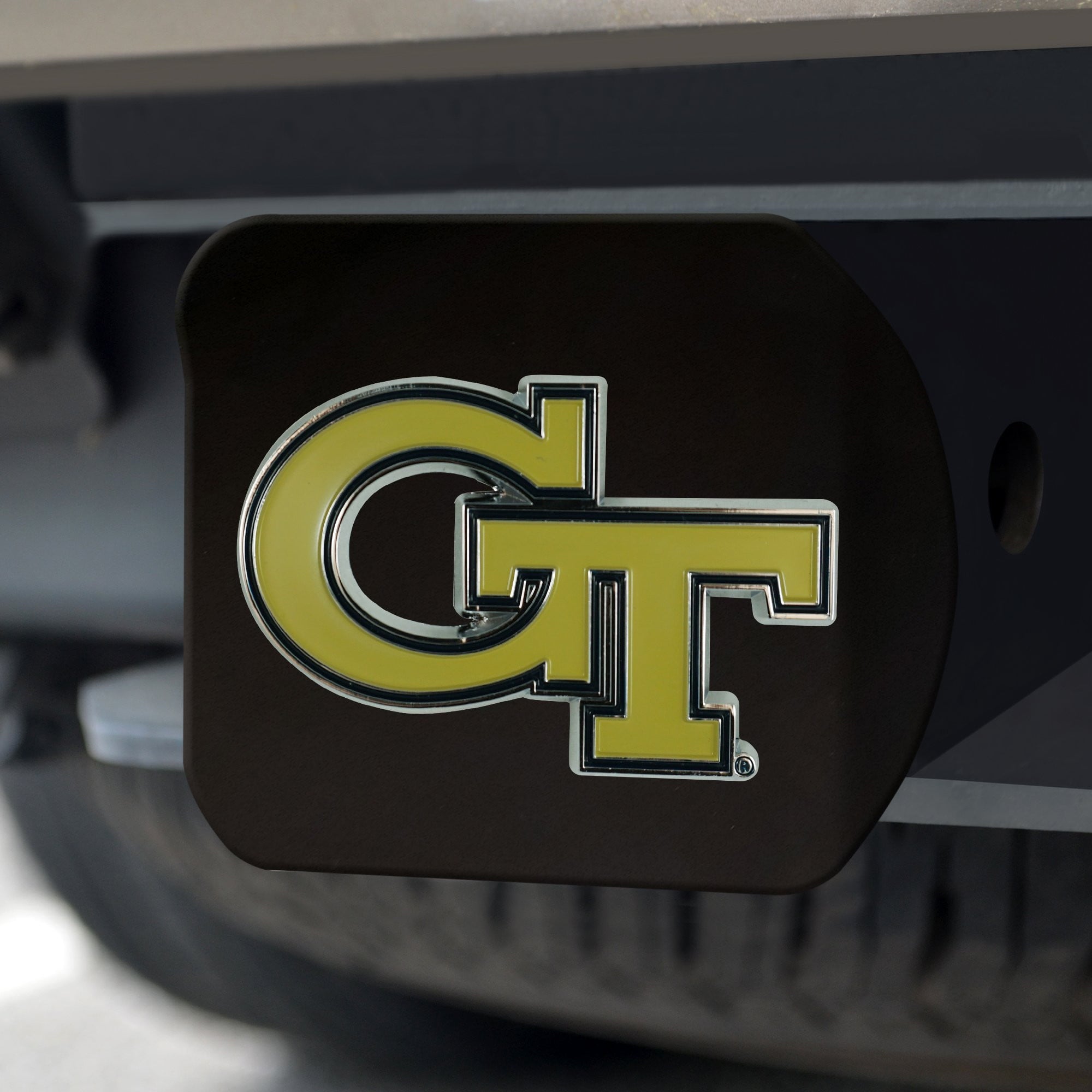 Georgia Tech Yellow Jackets Color Hitch Cover - Black 3.4