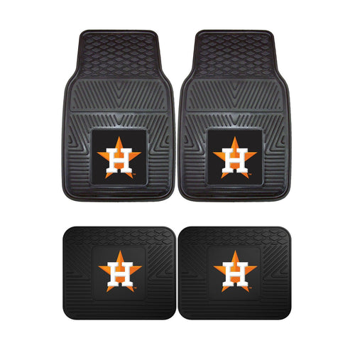 Houston Astros MLB 4pc Floor Mats Set (Front and Rear) - Heavy Duty-Cars, Trucks, SUVs - Team Auto Mats