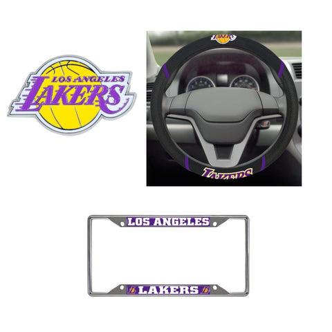 Los Angeles Lakers Steering Wheel Cover, License Plate Frame, 3D Color Emblem