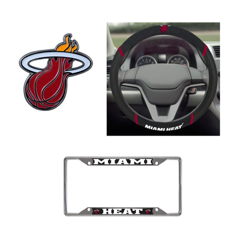 Miami Heat Steering Wheel Cover, License Plate Frame, 3D Color Emblem