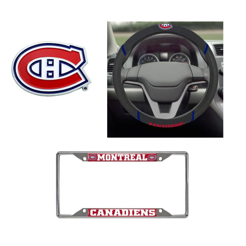 Montreal Canadiens Steering Wheel Cover, License Plate Frame, 3D Color Emblem