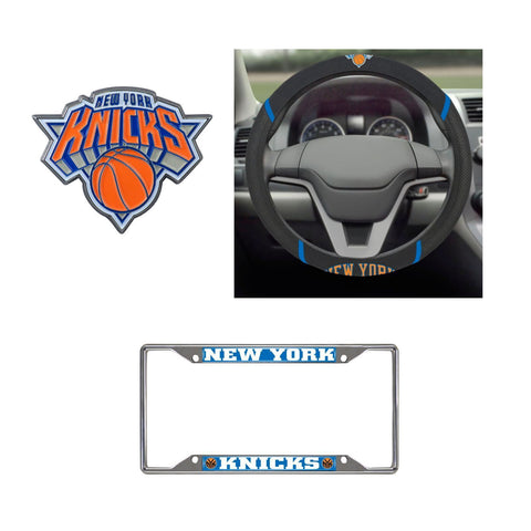 New York Knicks Steering Wheel Cover, License Plate Frame, 3D Color Emblem