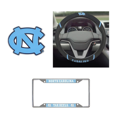 North Carolina Tar Heels Steering Wheel Cover, License Plate Frame, 3D Color Emblem
