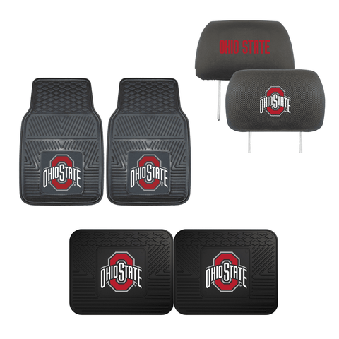 Ohio State Buckeyes  4pc Car Mats,Headrest Covers & Car Accessories