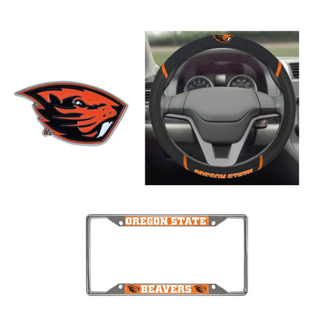 Oregon State Beavers Steering Wheel Cover, License Plate Frame, 3D Color Emblem