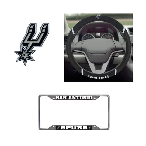 San Antonio Spurs Steering Wheel Cover, License Plate Frame, 3D Color Emblem