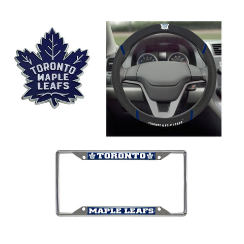 Toronto Maple Leafs Steering Wheel Cover, License Plate Frame, 3D Color Emblem