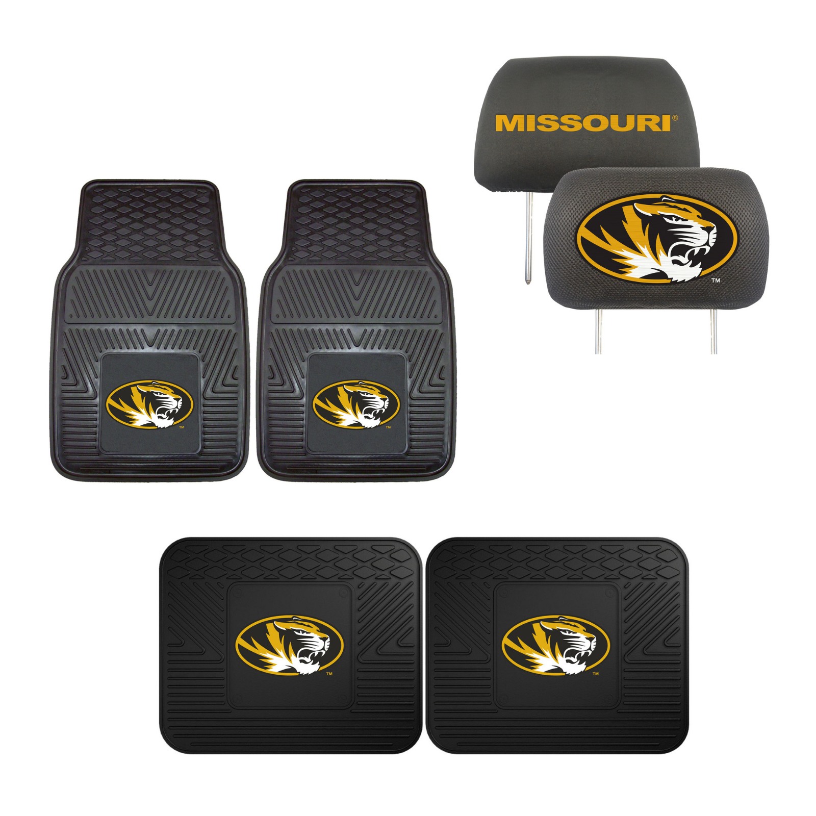 University of Missouri Tigers  4pc Car Mats,Headrest Covers & Car Accessories