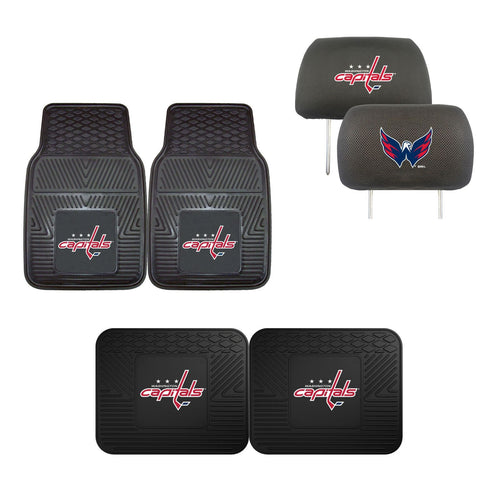 Washington Capitals 4pc Car Mats,Headrest Covers & Car Accessories - Team Auto Mats